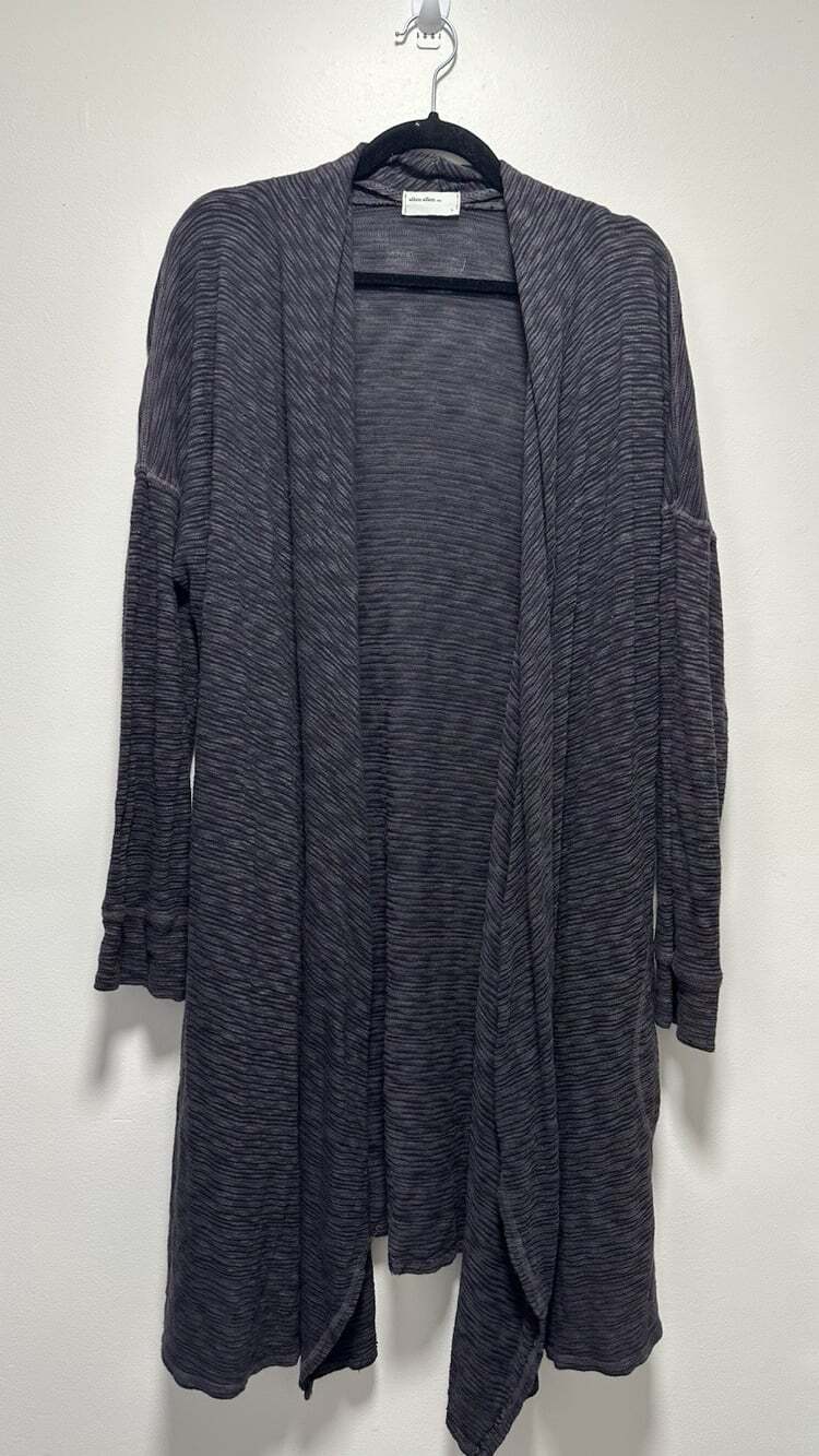 Allen Allen Women's Gray Long-Sleeve Open-Front Cardigan Sweater Size L